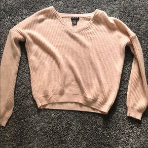 poof new york fuzzy pink sweater